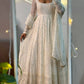 Off White Georgette Anarkali Gown Set for Wedding and Festive Wear