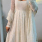 Off White Georgette Anarkali Gown Set for Wedding and Festive Wear