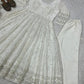 Off White Georgette Anarkali Gown Set for Wedding and Festive Wear