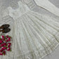 Off White Georgette Anarkali Gown Set for Wedding and Festive Wear