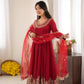 Red Sequin Embroidered Anarkali Set