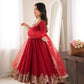 Red Sequin Embroidered Anarkali Set