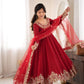 Red Sequin Embroidered Anarkali Set