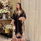 Black Embroidered Star Silk Kurta Set