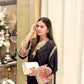 Black Embroidered Star Silk Kurta Set
