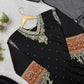 Black Embroidered Star Silk Kurta Set