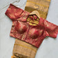Beige Zari Tissue Linen Saree