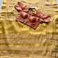 Beige Zari Tissue Linen Saree
