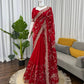 Embroidered Vichitra Silk Designer Saree