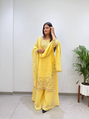 Butter Yellow Floral Suit