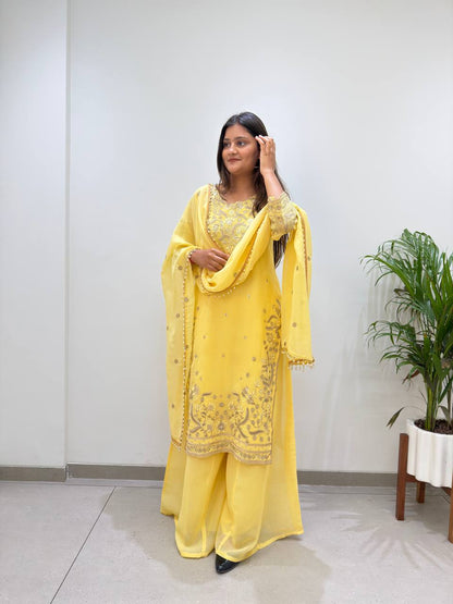 Butter Yellow Floral Suit