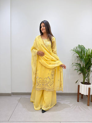 Butter Yellow Floral Suit
