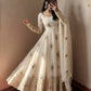 Ivory Peacock Feather Anarkali Gown