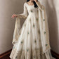 Ivory Peacock Feather Anarkali Gown