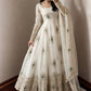 Ivory Peacock Feather Anarkali Gown