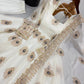 Ivory Peacock Feather Anarkali Gown