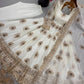 Ivory Peacock Feather Anarkali Gown