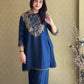 Navy Embroidered Kurti Palazzo Set