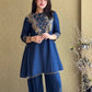 Navy Embroidered Kurti Palazzo Set