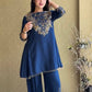 Navy Embroidered Kurti Palazzo Set