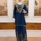 Navy Embroidered Kurti Palazzo Set