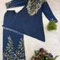Navy Embroidered Kurti Palazzo Set