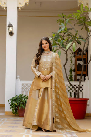 Pure Banarasi Viscose Lehenga Set with Mirror Work for Wedding and Festive Wear