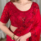 Crimson Beaded Sequin Saree