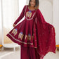 Wine Roman Silk Anarkali Palazzo Set