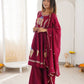 Wine Roman Silk Anarkali Palazzo Set