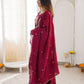 Wine Roman Silk Anarkali Palazzo Set