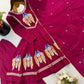 Wine Roman Silk Anarkali Palazzo Set