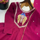Wine Roman Silk Anarkali Palazzo Set