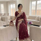 Floral Embroidered Shimmer Satin Saree