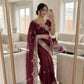 Floral Embroidered Shimmer Satin Saree