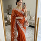 Floral Embroidered Shimmer Satin Saree