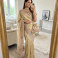 Floral Embroidered Shimmer Satin Saree