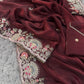 Floral Embroidered Shimmer Satin Saree