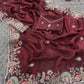 Floral Embroidered Shimmer Satin Saree