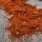 Floral Embroidered Shimmer Satin Saree