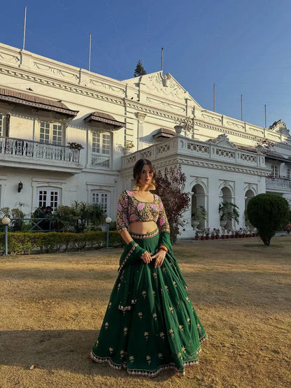Premium Faux Georgette Sequins Embroidered Lehenga Set for Wedding and Festive Wear