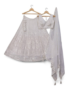 Sequin Embroidered Vichitra Silk Lehenga