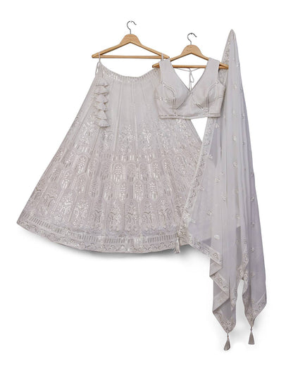 Sequin Embroidered Vichitra Silk Lehenga