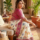 Ivory Printed Chinon Saree with Embroidery