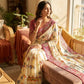 Ivory Printed Chinon Saree with Embroidery