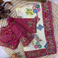 Ivory Printed Chinon Saree with Embroidery