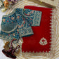Red Space Silk Zari Saree with Teal Blouse