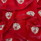 Red Space Silk Zari Saree with Teal Blouse