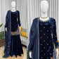 Viscose Velvet Embroidered Plazo Suit Set