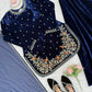 Viscose Velvet Embroidered Plazo Suit Set